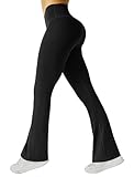Friptspyg Damen Hose Flared Yogahose Fitness Sporthose Schlaghose Bootcut Leggings High Waist Jazzpants Trainingshose Workout Sporthose, Schwarz XL
