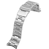 Juntan Uhr Ersatzarmband 22mm Edelstahl Armband für Männer Frauen Konisches Uhrenarmband aus Metall Silber Bereitstellungsschnalle Gebogene Enden