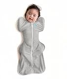 Love To Dream Pucksack Baby, Idealer Stoff für Moderate Temperaturen (20-24°C), Arme hoch Position, hüftgesund, Doppelter Reißverschluss für einfache Windelwechsel, Grau, Mittel (6-8,5kg)