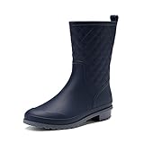 DREAM PAIRS Damen Gummistiefel Halbhoch Wasserdicht Gummistiefeletten Regenstiefel Kurzschaft Boots Outdoor Gartenschuhe Anti-Rutsch,Size 40,Navy Blue,SDRB2204W-E