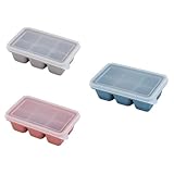 CIYODO Eiswürfelformen 3 Stück aus Flexiblem Silikon mit Deckel Rechteckige Eiswürfelbehälter für Zuhause und Gastronomie