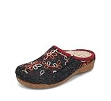 Taos Footwear Woolflower Damen-Clog, Dunkelgrau, 38 EU
