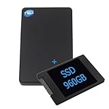 SIMPLETEK - Externes 2,5″ SATA HDD/SSD Gehäuse mit 960GB SSD vorinstalliert, USB 3.0 Plug & Play - Schwarz