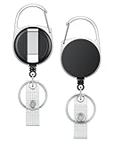 Uniclife 2 Pack Einziehbare Badge Reel für Ausweishalter Heavy Duty einziehbare Schlüsselanhänger Starke ABS-Gehäuse Schwarzer Schlüsselbund Verlängerer mit Karabinerhaken Gürtelclip und Schlüsselring