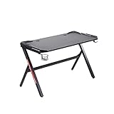 Racing Style Computertisch mit LED-Lichtern Cup Halter Headphone Hook Kabel Management E-Sport Study Workstation