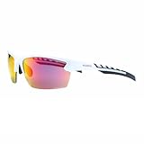 Sportbrille Herren & Damen RUSH – Leichte Fahrradbrille für Herren & Damen mit Anti-Slip Pads – Bequeme Sport Sonnenbrille mit UV400-Schutz zum Radfahren, Laufen & MTB (Halfframe White/Lens Red)