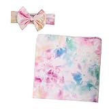 ifundom 1 Satz Fotografie Wrap-Set Bettwäsche Bogen Bögen Stubenwagen Haarband Set Wickeltuch Gradient Color Swaddle Fotografie-Requisite für Kleinkinder neugeborener wickel