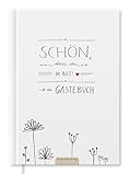 Gästebuch für Hochzeit, Geburtstag, Ferienwohnung, Taufe, Hochzeitsgästebuch weiß, Schön dass du da bist, 144 S. dickes FSC Papier, umweltfreundlich, Premium Hardcover, stabile Fadenbindung, 17x24 cm