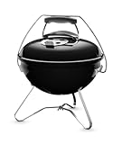 Weber Smokey Joe Premium Holzkohlegrill, Ø 37cm Grillfläche, portabeler BBQ Grill mit praktischem Tragebügel, porzellanemaillierten Deckel & Kessel - Schwarz (1121004)