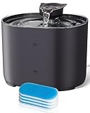 MOXTOYU 2,2L Trinkbrunnen für Katze mit 4 Filtern, Katzenbrunnen, 2 Wasserfluss Designs, Aktivkohle-Tiefenfiltration, Leise Wasserpumpe für Katzen, Leicht zu Reinigen