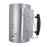 BESTonZON Punkt-Kohlenstoff-Eimer Tragbar Holzkohle Grill Kochen Anlasser Herd BBQ-Tool Feuerstarter Schornstein Kohleofen BBQ-zündfass Verzinkt