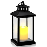 Weihnachten Laternen für Draußen Kerzenlaterne,Gartenlaternen Elektronische Kerzenlicht Windlicht Outdoor,Säulen Kerzenhalter Vintage Grablaterne Friedhof Wetterfest für Gardendeko