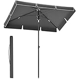 SONGMICS Sonnenschirm 230 x 150 cm, Balkonschirm UPF 50+, Sonnenschutz, beidseitig um 30° knickbar, höhenverstellbar, mit Aufbewahrungstasche, für Garten, Terrasse, ohne Ständer, grau GPU044G01