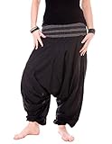 Vishes - Haremshose mit gestreiftem oder farbigem Bund - Unisex - Alternative Bekleidung für Damen und Herren