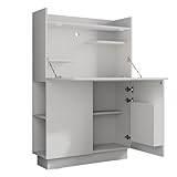 Vicco Sekretär Schreibtisch Alena, Arbeitstisch mit Schrank, Weiß, 85 x 27 cm