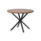 TTATC Runder Esstisch mit 100 cm Dicker MDF-Platte, Küchen-Esstisch mit Vier Metallbeinen, für 4–6 Personen, für Esszimmer, Wohnzimmer, Küche, Dunkelbraun