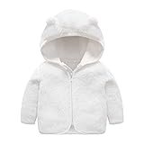 Niedlich Winterjacke Baby Hoodie Fleecejacke mit Bärenohren Jungen Mädchen Kinder Wintermantel Neugeborenes Plüsch Reißverschluss Hooded Dicke Warme Fleece Gefütterte Manteljacke (White, 2-3 Years)
