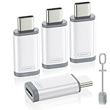 MoKo Lightning auf USB C Adapter 4 Stück, Adapter Lightning auf USB C mit Laden Datenübertragung für iPhone 16/15 Pro Max Plus, iPad, Galaxy S24/S23, mit Anti-Lost Loop, Nicht für Audio/OTG,Weiß/Grau