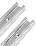 QWORK® 300mm T-Schiene T-Nut Gehrungsschiene Alu mit Doppelschnittprofil für Tischsäge Router Tisch Holzbearbeitungswerkzeug, 19 x 10 mm, 2 Stück