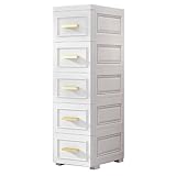 Kommode mit 5 Ebenen, weiß, Schlafzimmer-Kommode mit Bodenaufbewahrungsschrank, vielseitiger Nizer für Schlafzimmer, Arbeitszimmer, Eingang und Wohnung