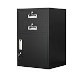 Abschließbarer Aktenschrank aus Metall mit verstellbaren Regalen, Home Office, Aufbewahrungsschrank für mobiles Büro, 2 Schubladen, schwarzer Büroschrank