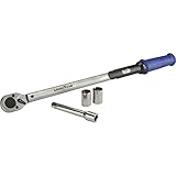 Goodyear Premium Drehmomentschlüssel, Einstellbar von 42 bis 210 Nm, Antrieb 1/2' Vierkant, inkl. Verlängerung und Stecknüsse 17 mm und 19 mm, Blau, Schwarz, Silber
