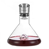 WIWONEY Weindekanter, Weinkaraffe mit Belüfter und Filtern, 100% Handgeblasenes Bleifreies Kristallgläser, Dekantierflasche für Rotwein, 1500 ml