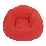 Aufblasbarer Sitzsack, Weiche PVC-Beflockung, Lässt Sich Kompakt Zusammenfalten, Aufblasbarer Lounge-Sessel für Wohnzimmer und Schlafzimmer (Rot)