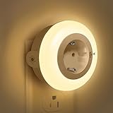 Bowfar Nachtlicht Steckdose mit Dämmerungssensor, Warmweiß LED Nachtlampe Kinder Schützen Steckdose, Steckdosenlampe Helligkeit Einstellbar mit Lichtsensor für Flur, Treppe, Schlafzimmer, Kinderzimmer