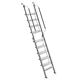 Aluminium-Bodentreppe Dachbodentreppe mit Handlauf, Leichtbau-Ausziehleiter mit rutschfesten Füßen, Raumsparende Klappleiter Leiter, für Zuhause, Büro, Heimwerker(275 * 50cm/108 * 20in)