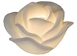 formano - LED Echtwachs Kerze - Weiße Rose 13cm - Blumen-Kerze mit beweglicher Flamme Warm-Weiß Timer-Funktion - Deko-Idee