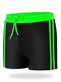 Aiseyi Badehose Jungen Badeshorts Schwimmhose Kinder mit Gefüttert Elastischer Bund Schwarz 164