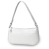 Camilife Handtasche Damen Vintage, Umhängetasche mit Schickem Krokoprägung-Druck, Kleine Umhängetasche Damen,Damen Schultertasche,Frau Vintage Shoulder Mini Bag (Weiß)