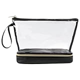 Transparente Kosmetiktasche, transparente Kulturbeutel für Reisen, doppellagige Reisetasche mit Reißverschluss | Kulturbeutel mit großer Kapazität, wasserdichte Make-up-Tasche für Kunst, Schwarz
