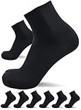 sogzz Diabetikersocken Herren Damen | 6 Paar | ohne Gummibund, ohne Naht, Kurzsocken, kurze Diabetiker Socken, Quarter Socken kurz, 80% Baumwolle, Modell: Diabetic Quarter, 43-46 Schwarz