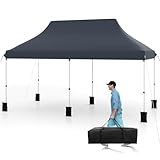 COSTWAY 3x6m Pavillon, Faltpavillon, wasserabweisend, stabil, Winterfest, UV-Schutz 50+, höhenverstellbarer Partyzelt, Gartenpavillon mit Tragetasche, für Garten, Hochzeit, Party (Schwarz)