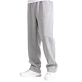 Jogginghose Herren Lang Breite Baggy Sweatpants Baumwolle Trackpants Elastische Taille Graue Jogging Hose Weites Bein Sporthose Sweat Pants Open Leg Jogger Winter Warme Männer Sweathose Mit Taschen