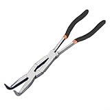babominimer 33 cm extra langes Spitzzangen-Set mit geraden Backen und gebogenen Backen, Doppelniete, schnell zu öffnender Design, abgewinkelte Rändelung, hoher Griff, ergonomischer Komfort (90 °)