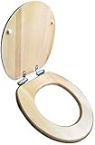 WC-Sitz, natürliche Farbe, mit langsamem Absenken, Massivholz, ultra-widerstandsfähig, fixiert, U/V/O-Form, kompatibler WC-Sitzbezug