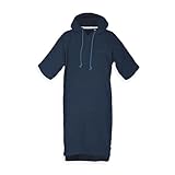 TOM TAILOR Surf Poncho für Damen und Herren, L-XL, 100% Baumwolle/ Frottier, Badeponcho mit Kapuze, Bauchtasche und Logostickerei, Blau (Dark Navy)