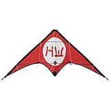HIDETOSHI WAKASHIMA® Inuwahi Stunt Kite Lenkdrachen mit Fiberglass Gestänge, strapazierfähigem Ripstop Segel und 25 Meter 2-Leiner. Besonders wendig, schnell und präzise steuerbar (weiß/rot)