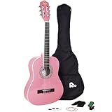 Akustikgitarren-Set (3/4-Größe, für Kinder von 9-12 Jahren, inkl. Tasche, Gurt, Plektren, Stimmpfeifen 3/4 size rose