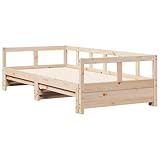 vidaXL Tagesbett, Gästebett mit Lattenrost Beine, Holzbett für Schlafzimmer Wohnzimmer, Bett Ausziehbett, 80x200cm Massivholz Kiefer