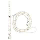 ELEOUTI 2 Stück Verstellbares Hundehalsband mit Perlen und Sicherheitsleine Set Langlebig Elegant Geeignet für Welpen und Kleine bis Mittelgroße Hunde für Spaziergänge und Besondere