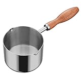 Hoement Edelstahl Stieltopf mit Griff Multifunktionaler Milchtopf Butter Schmelztopf Ausgießer Kompakter Mini Kochtopf für Induktion Herdarten Stabiler Boden Platzsparend für Küche