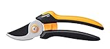Fiskars Bypass-Gartenschere L, Solid, P341, Für frische Äste und Zweige, Antihaftbeschichtet, Edelstahl-Klingen, Länge: 20,5 cm, Schwarz/Orange, 1057164