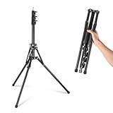 NEEWER Lichtstativ mit 180° umkehrbaren Beinen, 178cm tragbares Reisestativ 1/4' Schraube und 5/8' Bolzen, Light Stand für Innen und Außenfotografie Speedlite Blitz Ringlicht Softbox, ST178B, Schwarz