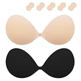 Klebe BH Push up Ohne Träger Damen Trägerloser BH zum Kleben Sticky Bra Rückenfreier Klebe-BHS Trägerlos Klebebh Unsichtbarer Strapless Große Brust Klebepads Kleine Brüste für Rückenfreies Kleid