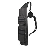 MAGARROW Archery Back Arrow Köcher, Verstellbarer Molle-Pfeilhalter mit großer Aufbewahrungstasche für Jagdzielübungen (Schwarz)