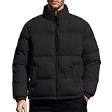 Caxndycing Winterjacke Herren Puffer Jacket Bequeme Weich Steppmantel Dicke Thermo Steppjacke Stehkagen Lockere Daunenjacke Dick Thermojacke Outdoorjacke Softshelljacke Skijacke
